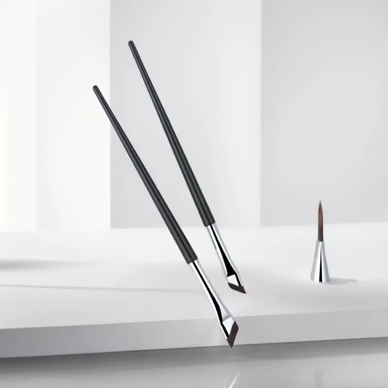 Fine Angled Eyeliner Eyebrow Brush, Sickle Ultra Thin Slanted Flat Angle For Silkworm Details Eye Makeup Beauty Cosmetic Tool