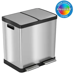 16 Gallon / 60 Liter SoftStep Dual Compartment Kitchen Trash Can and Recycle Bin