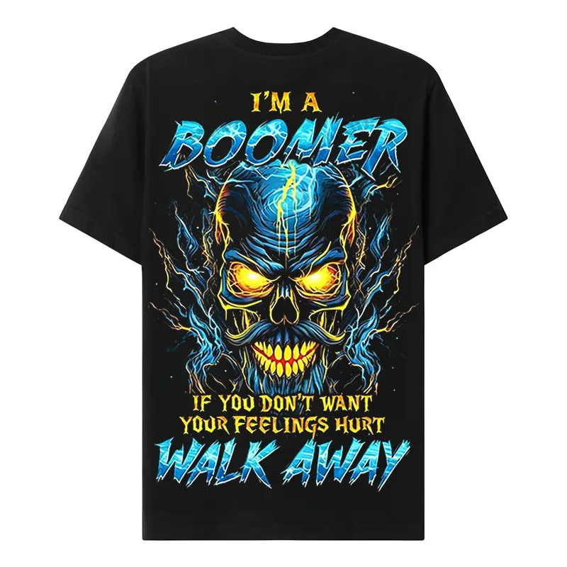Chaosmoda Boomers I'm A Boomer If You Don't Want Your Feelings Hurt Custom Year Skull T-shirt Cotton Menswear