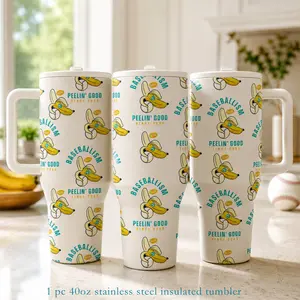 1 Pc 40oz insulated mug, baseball print vacuum cup, double wall mug with handle and lid, leak proof stainless steel tumbler, Insulated Travel Drinkware, for hot cold drinks, keep hot 12h cold 24h, sports gift for baseball fans travel office cup