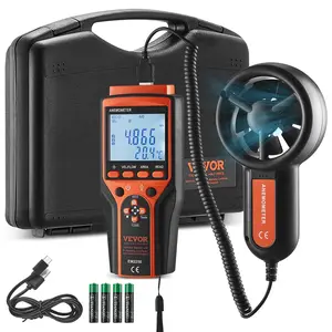 VEVOR Portable Anemometer Split Design, Temp Range 14℉-140℉, LED Screen Digital Air Speed & Temperature Meter, Wind Chill & Velocity Measurement, Ideal for Sailing, Surfing, Flying, HVAC