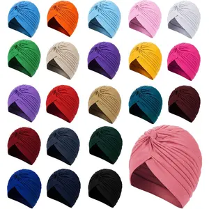 22 Pieces Stretch Turbans Chemo Head Wrap Cancer Head Beanie Twisted Turban Cap Cover Hats for Women
