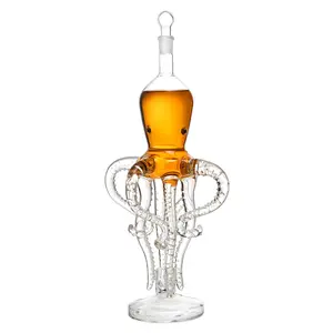 Tall Octopus Whiskey and Wine Decanter 500ml 16.5" H by The Wine Savant - Extraordinary Detail, Kraken Sea, Nautical Gifts, Sea Lover Gifts!