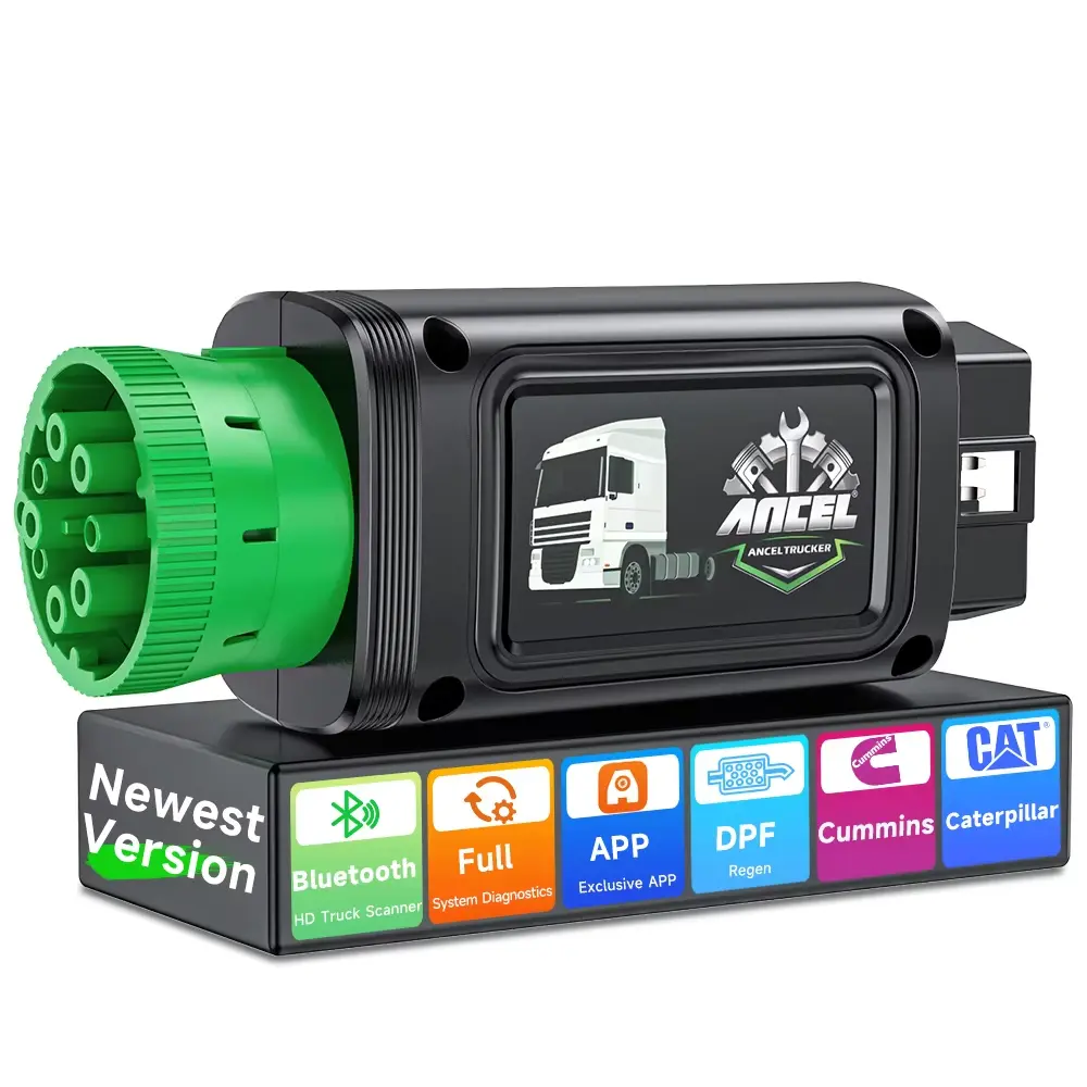 ANCEL HD110 Heavy Duty Bluetooth Diesel Truck Scanner - DPF Regen Reset, Full System Diagnostics for Detroit Paccar Cummins Caterpillar, Bidirectional OBD2, Phone-Based Operation, Vehicle Accessories, Magnetic Rotary Ratchet Screwdriver