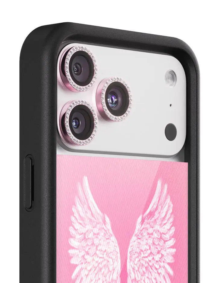 Pink Camera Bling | Limited Edition Trendy iPhone Case Camera Blings | Raised Protective Black Bumper | Women Owned Small Business | Pink Sparkly Pretty Shiny Camera Bling Sparkling | Camera Protectors | Gift for Her