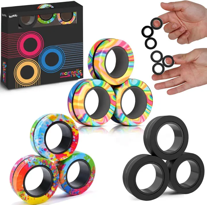 Magnetic Fidget Rings, Fidget & Finger Toy for Stress Relief, Classic Novelty Toy for Kids