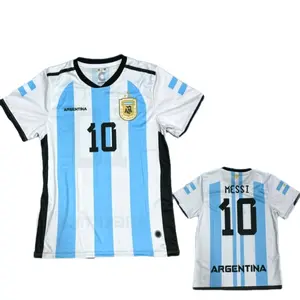 Argentina Home Jersey - Messi Numero 10, Short Sleeve, Polyester, Unisex, Light Blue and White Design, Ideal for Supporting Argentina