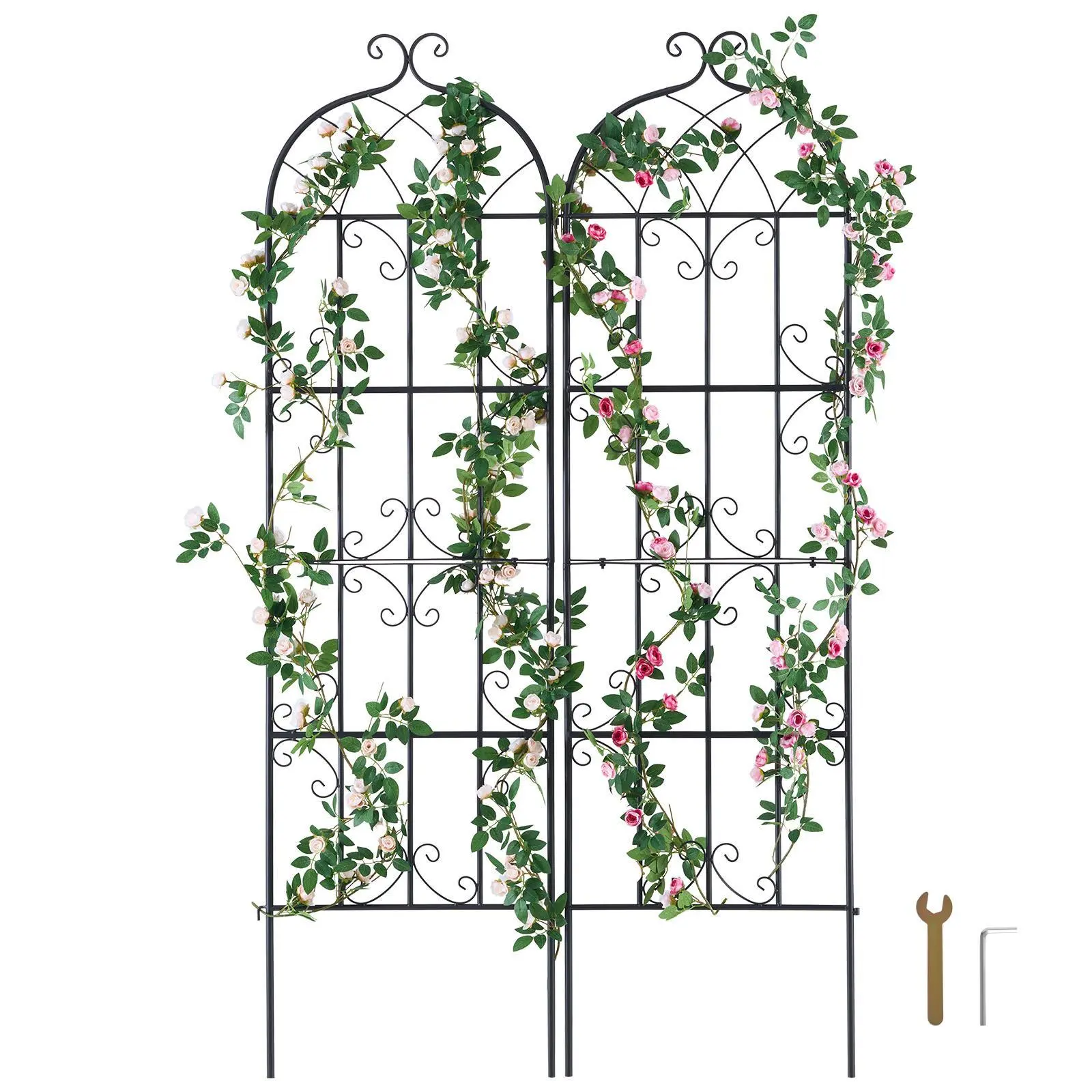 VEVOR 2-Pack Q195 Steel Rustproof Metal Garden Arch Arbor, 71x20 in Climbing Plant Trellis with All-Weather Durability, Patio Plant Support, Father's Day Courtyard Decor Gift