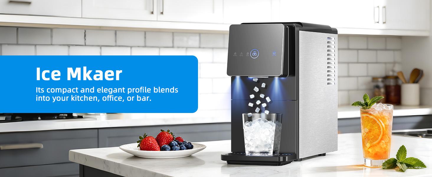 Antarctic Star Countertop Nugget Ice Maker, Self-Cleaning Portable Ice Machine, 33 lb/24H, 1.8L Water Tank, 1.5 lb Ice Storage, Touch Screen & Auto Ice Drop, for Home/Office/Kitchen