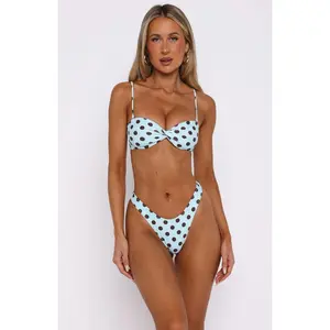 Women Polka Dot Bikini Sets Sexy Halter String Triangle High Cut Cheeky 2 Piece Bathing Suit