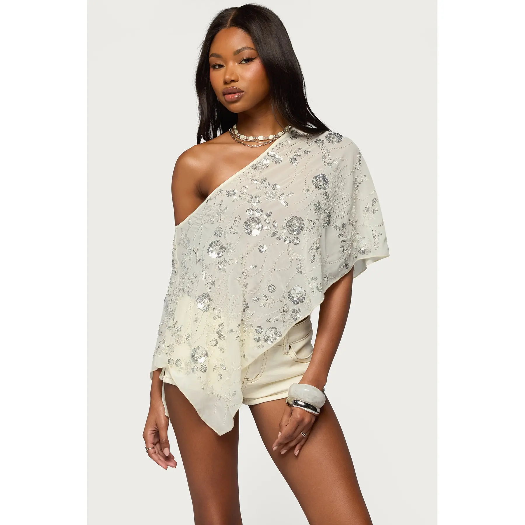 Triana Bead & Sequin Chiffon Poncho Triana Bead & Sequin Chiffon Poncho