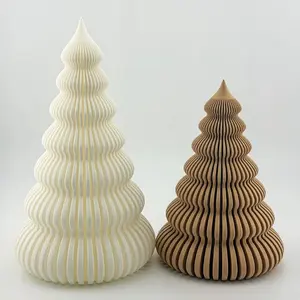 Glowing Christmas Tree with LED Modern Lantern for Holiday Table Decor in White and Brown Options