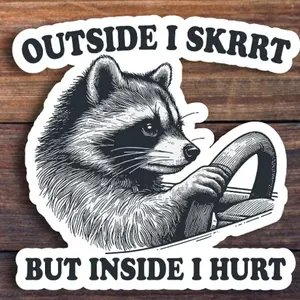 Raccoon Driving Car Sticker, 1 Count Funny Car Decal, Car Exterior Decoration Accessories for Car Body Window, Truck Decals, Stickers, Sticker for Cars, Car Decorative Sticker, Windshield Sticker, Universal Car Sticker