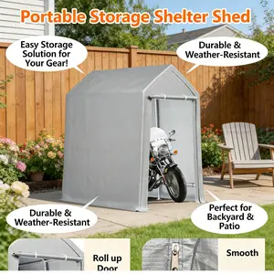 LH-10x20 FT Waterproof, Portable,Heavy Duty Canopy Carport with Storage Shed - Roll-up Zipper Door,  Automatic tent, fast setup, one person easy, portable & storage-friendly，All-Season Tarp, Ideal for Motorcycles
