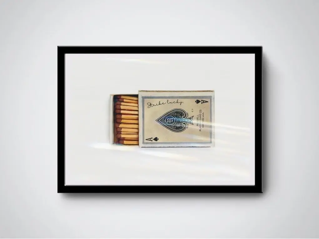 Strike Lucky Ace of Spades Retro Matchbox Print  wall art, bar cart art, gift idea, anniversary gift, unique vintage