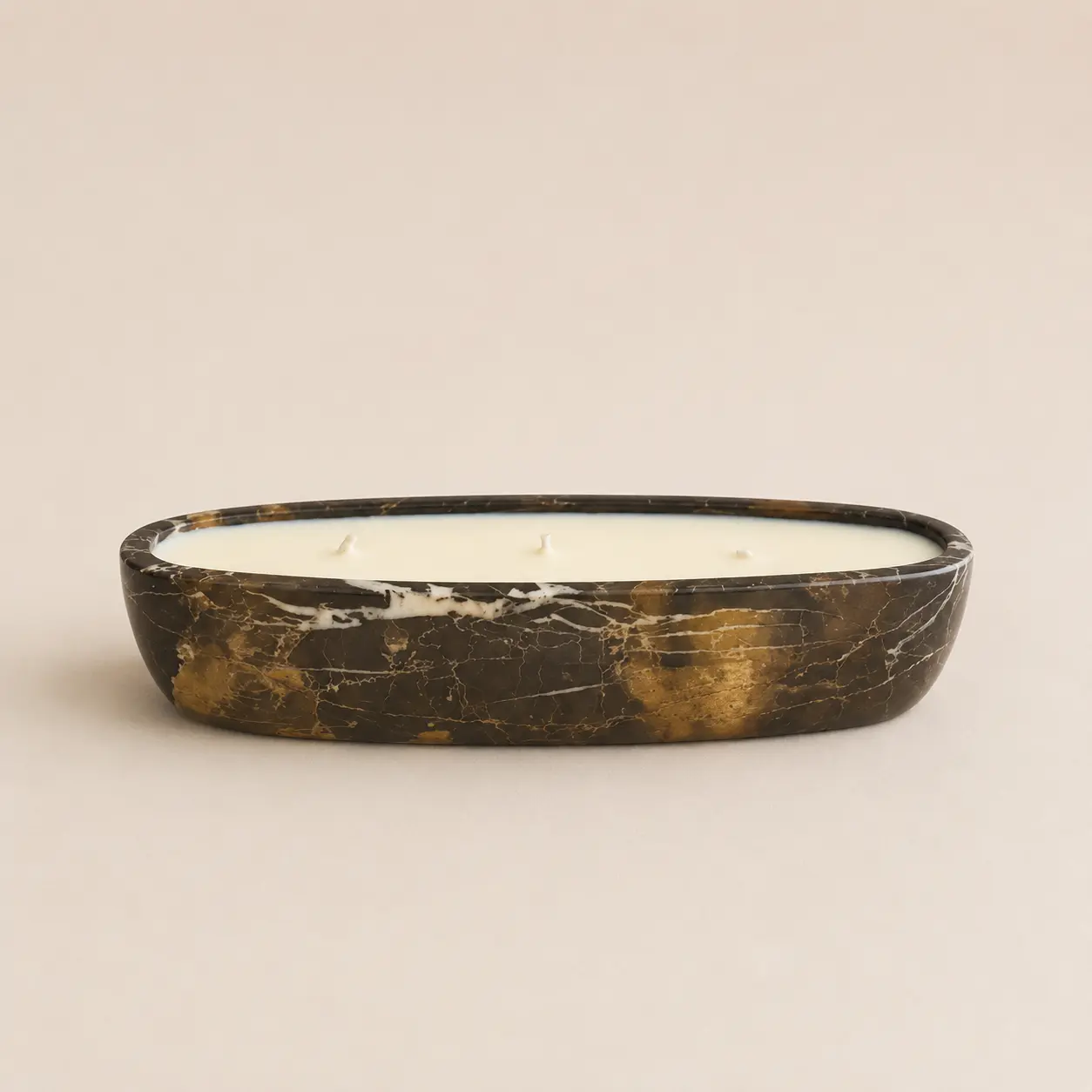VEINORA Natural Stone Soy Wax Candle | Dusk Collection | Black Marble | Three Wick | D2401