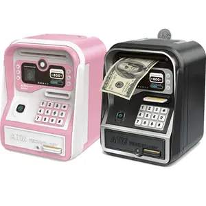 10000 Savings Challenge Safety ABS Plastic ATM Piggy Bank - Electronic Money Saving Box with Card Insertion, Code Lock, Auto Bill Feeder, Auto Door Open, Large Capacity Coin Bank (Ideal Gift for Kids)