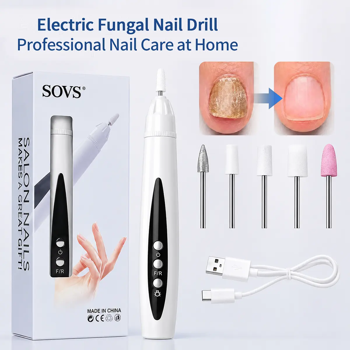SOVS Electric Nail Drill Machine, Professional Manicure & Pedicure Tool with Portable Nail File, Rechargeable Nail Grinder for Acrylic Gel Nails, Cuticle Care and Home Nail Care Beauty Kit #SohoChic#tiktokshopbacktoschool