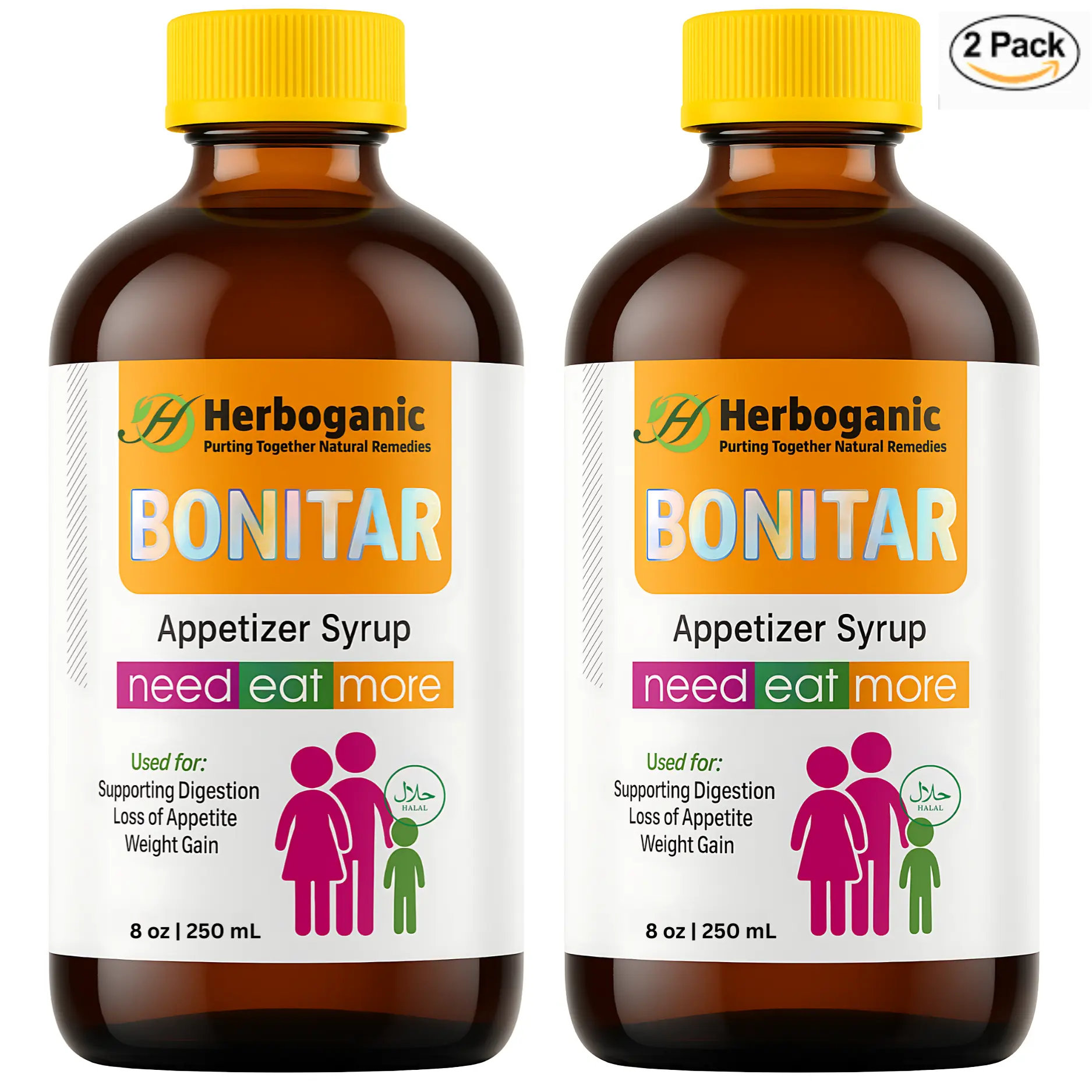 BONITAR Apetenic Syrup - Appetite Booster - A Natural Energy and Calorie Booster for Men Women & Kids - Pack of 2 (8 oz) Each