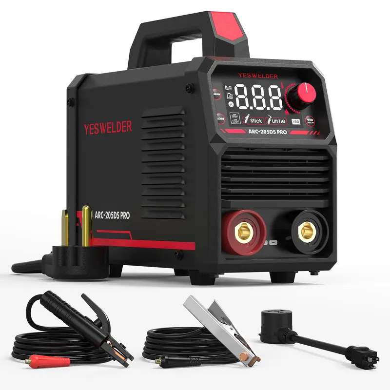 YESWELDER ARC-205DS-PRO 205Amp Stick Welder | 110/220V Dual Volts MMA Welding Machine | Hot Start, Arc Force, Anti-Stick & VRD
