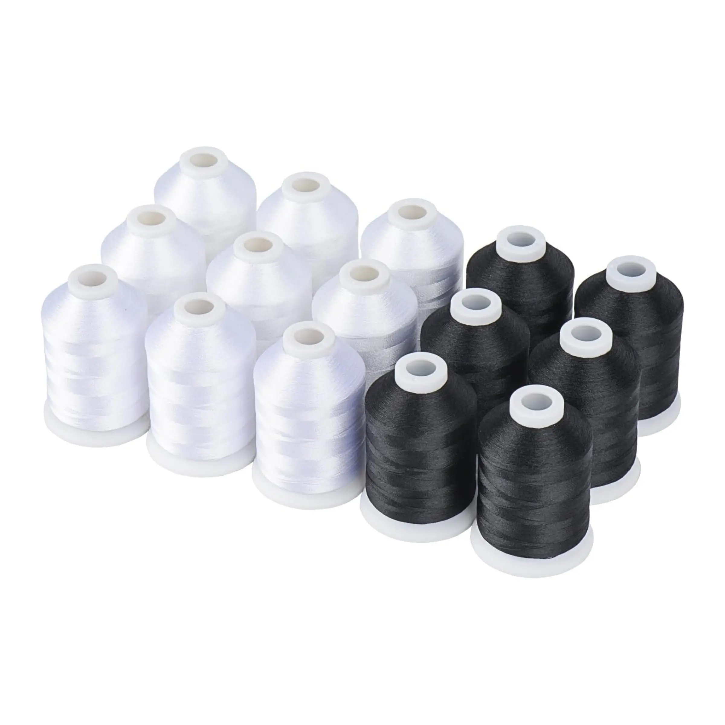 15 Spools Black and White Polyester Machine Embroidery Thread, 40wt, 1000m (1100 Yards), Compatible with Brother, Babylock, Janome Home Machines