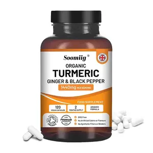soomiig Organic Turmeric Capsules, 1400mg per Serving - With Ginger and Black Pepper - Joint Health Support Supplement for Men and Women