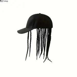 Hip-Hop Punk Dreadlock Wig Baseball Cap, Adjustable Snapback with Braided Dreads, High-Temperature Fiber Headwear, Black & Brown Urban Street Style, Trendy Statement Accessory for Motorcycle, Hip Hop Culture & Daily Fashion Looks