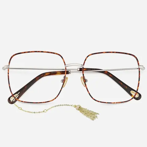 TIJN Ultra-thin Square Glasses for Women Extremely Lightweight Metallic Frame for Male Female Eyeglasses