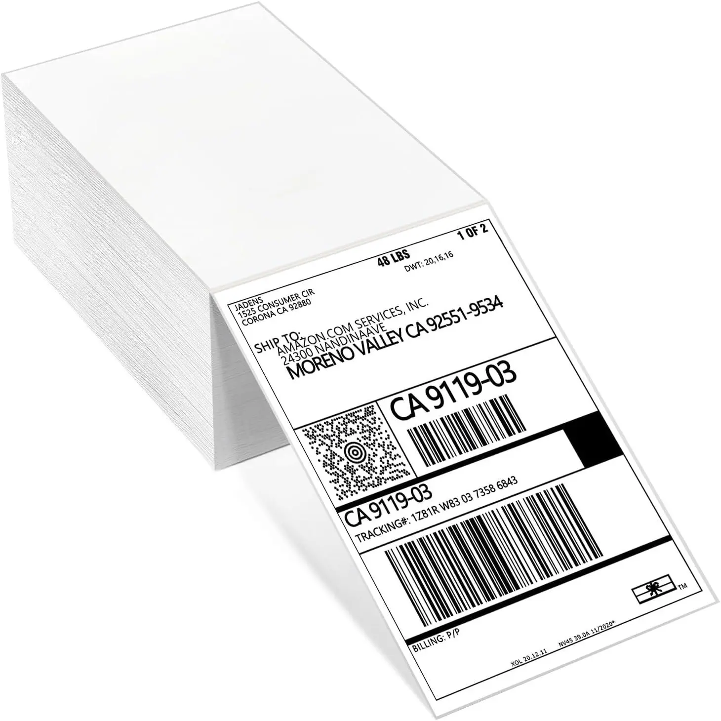 Thermal Shipping Labels 4x6-500 Labels Fan-Fold, Mailing Postage Paper for Thermal Printers,  Adhesive, Jam-Free, Compatible with JADENS, Rollo, Munbyn, for Office & Home