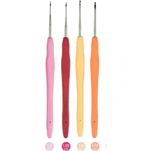 4 count Small Sizes Crochet Hooks Hair  Lace Crochet Hooks 1 mm, 1.25 mm, 1.5 mm, 1.75 mm  Soft Handle Thread Crochet Hook Lace Crochet Knitting