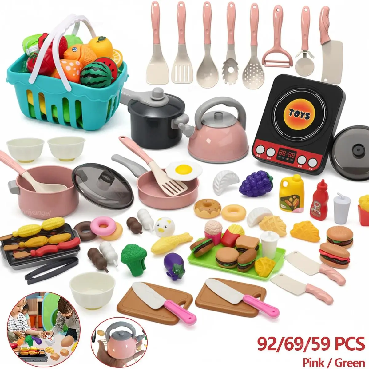 69-Piece Toddler Kitchen Pretend Playset with Pots, Pans, Utensils & Play Food, Play Kitchen Accessories for Ages 3+, Ideal for Classroom, Holiday & Birthday Gifts, 3 - 4 Years