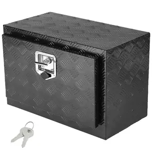 VEVOR Underbody Truck Box, 24" x 17" x 18" Pickup Storage Box, Heavy Duty Aluminum Diamond Plate Tool Box with Lock and Keys, Waterproof Trailer Storage Box with T-Handle Latch for Truck, Van, Trailer