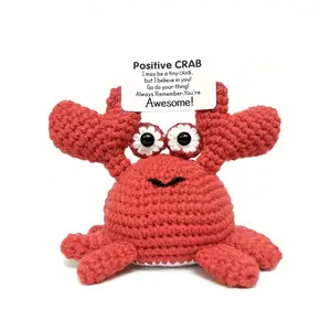 Handmade Emotional Support Crab - 100% Crochet Desk Buddy - Easter Basket Stuffer & Teen Girl Gift - Cute Coastal Aesthetic Room Decor