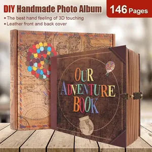 Our Adventure Book 146 Page Diy Handmade Photo Album Scrapbook Retro Kraft Album Anniversary Wedding Memory Valentine's Day Gift