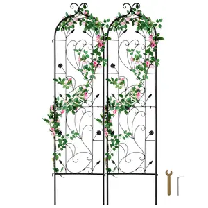 VEVOR Garden Trellis for Climbing Plants,  60 x 15 in, 2 Packs Rustproof Metal Garden Flower Trellis, Outdoor Climbing Rose Trellis Cucumbers Support, Decorative Clematis Trellis for Courtyards Lawns