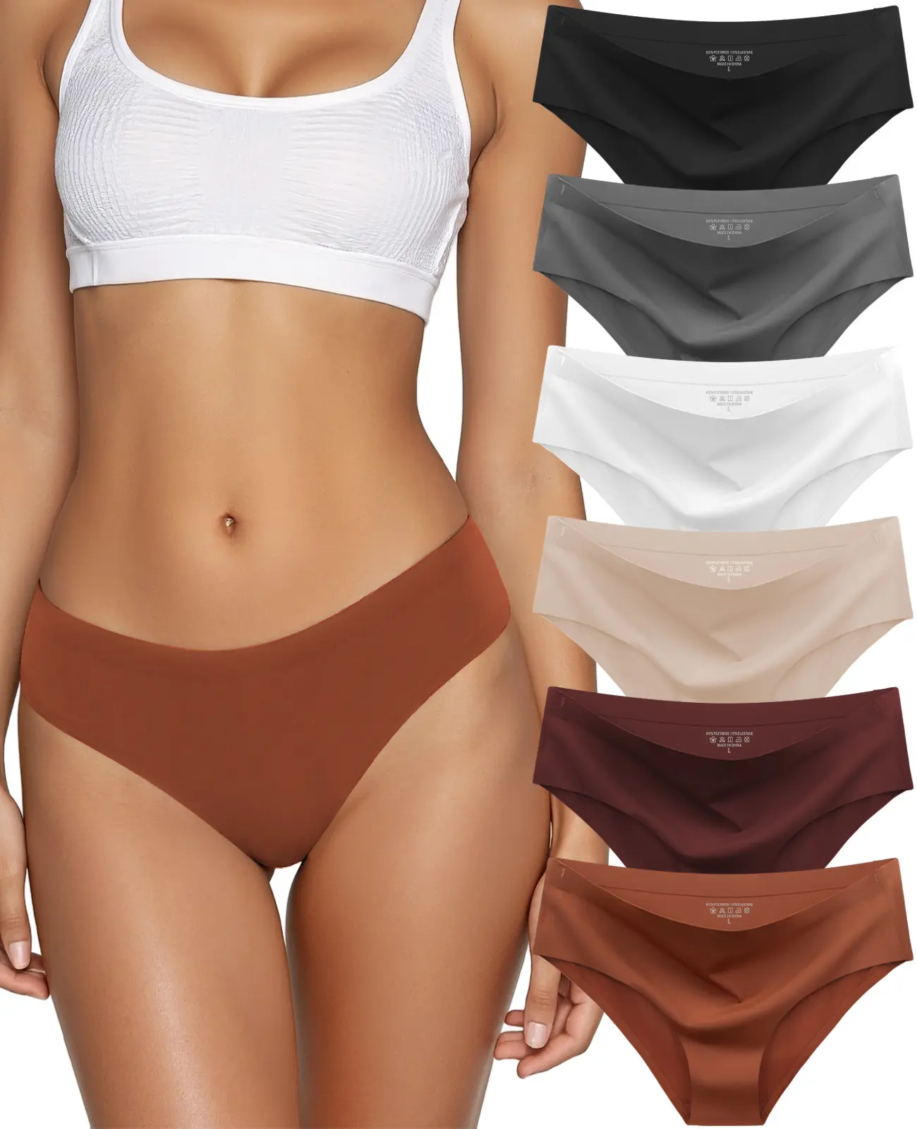 Women's Seamless Underwear 6 Pack, Silky Low Rise Hipster Bikini Panties, Breathable No Show Basic Lingerie, Silky Seamless Panties, 6 Color Packs, Lady