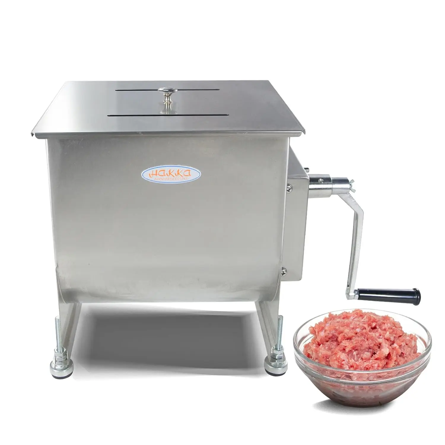 Hakka 15 lbs/7.5L Manual Meat Mixer - Stainless Steel Fixed Tank Food Processor for Home Cooking, Home & Small Business, Easy Cleaning (FME10)