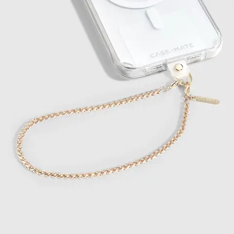 Women's Universal Hands-Free Dainty Gold Metal Cellphone Chain Wristlet with Spring Ring Clasp, Phone Straps