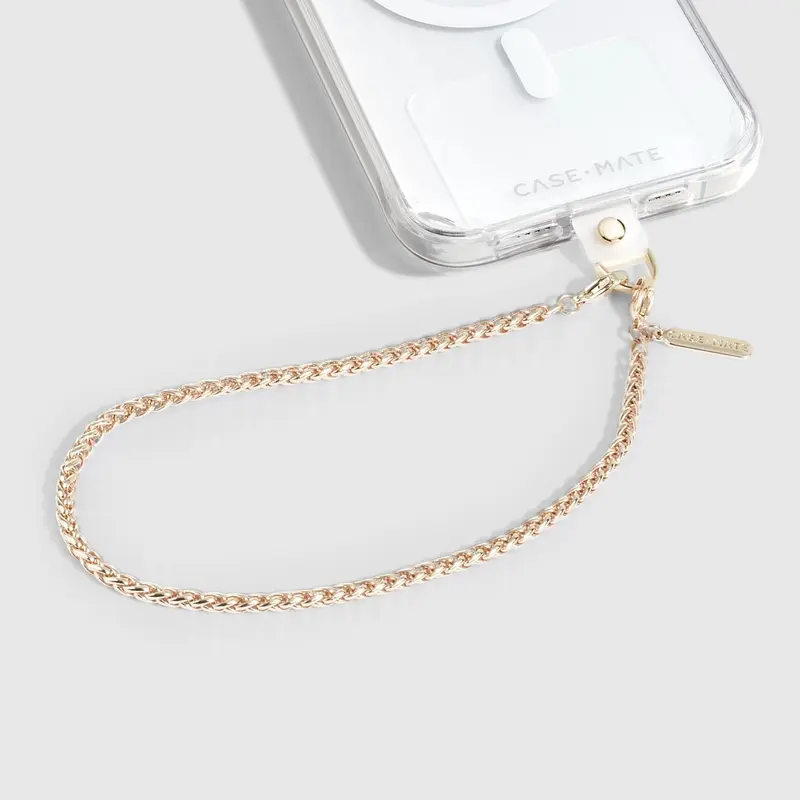 Women's Universal Hands-Free Dainty Gold Metal Cellphone Chain Wristlet with Spring Ring Clasp, Phone Straps