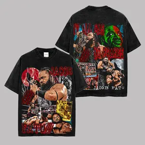 Classic Jacob Fatu wrestling t-shirt with "All Gas No Brakes" print, retro-style Bloodline Beast cotton t-shirt, oversized Samoan werewolf t-shirt – the ultimate gifts for male and female fans, keeping up with fashion trends.
