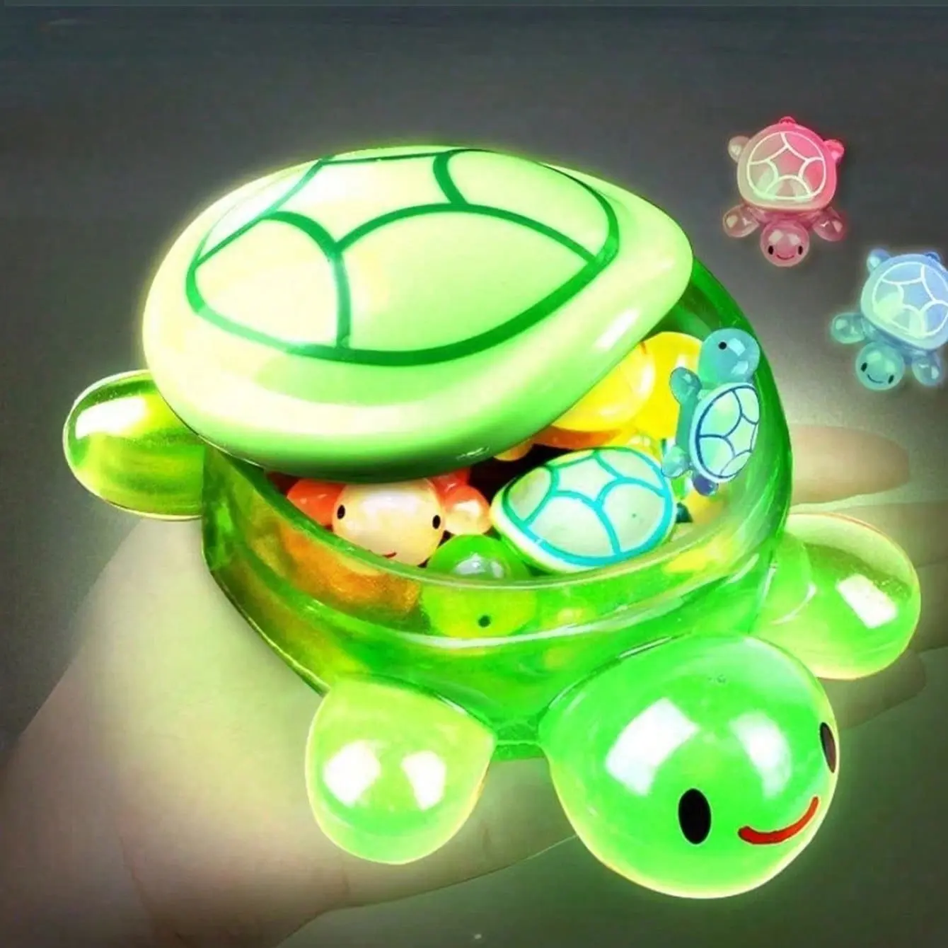 Glowing Large Turtle Set with 15 Small Turtles, Decorative Lighting ...