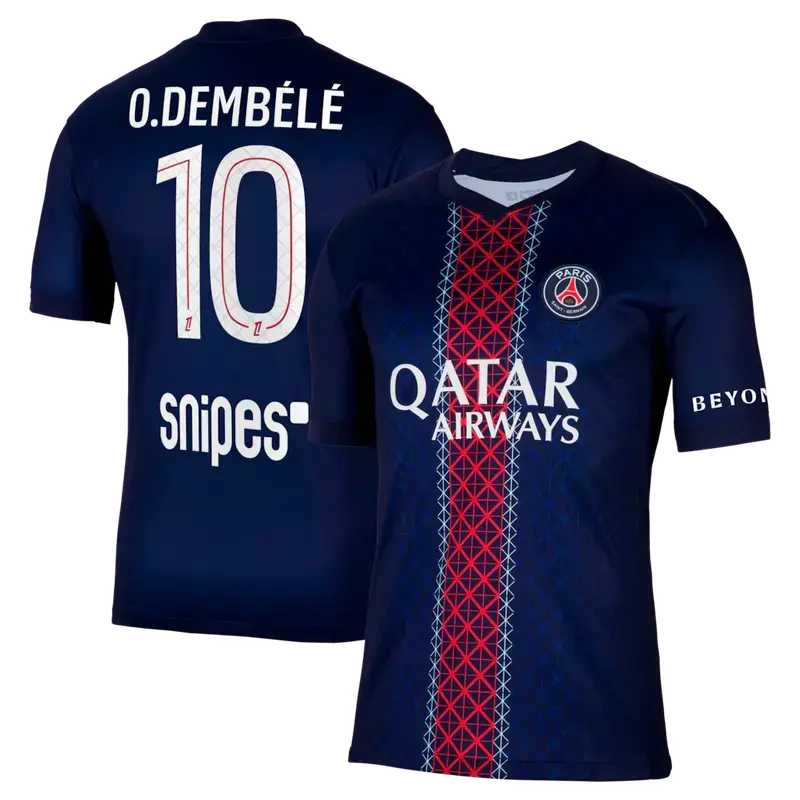 Unisex PSG Team Dembélé 2025/26 Champions League Home Replica Soccer Jersey - Navy Sports Collectible
