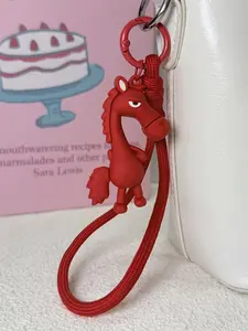 Cool Horse Rope Bag Pendants, Silicone Horse & Braided Rope Bag Chain Charms, Playful Attitude Bag Decoration Keychain, Cute Girly Bag Pendant for Backpack Purse, Available in Pink/Red/Black, Ideal for Fashionable Girls & Cartoon Lovers