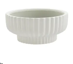 12" Fischer Round Ceramic Planter, White