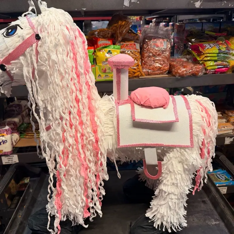 Horse Pinata in White Black and Brown Colors Perfect for Parties and Celebrations with Free Candy Party Mix