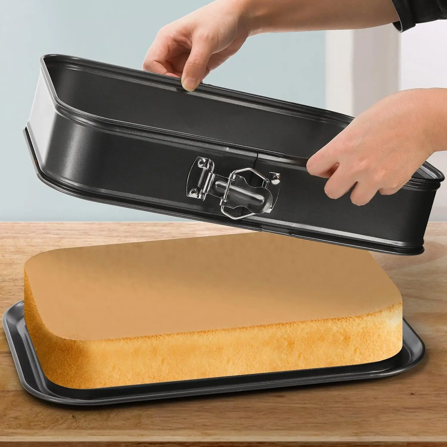 Springform Cake Pan, Non-Stick Cheesecake Pan, Large Rectangle Cake Pan with Removable Bottom, Ice Cream Cake Bakeware, Essential Bakeware, High Quality Bakeware, Baking Pans, Kitchen Bakeware