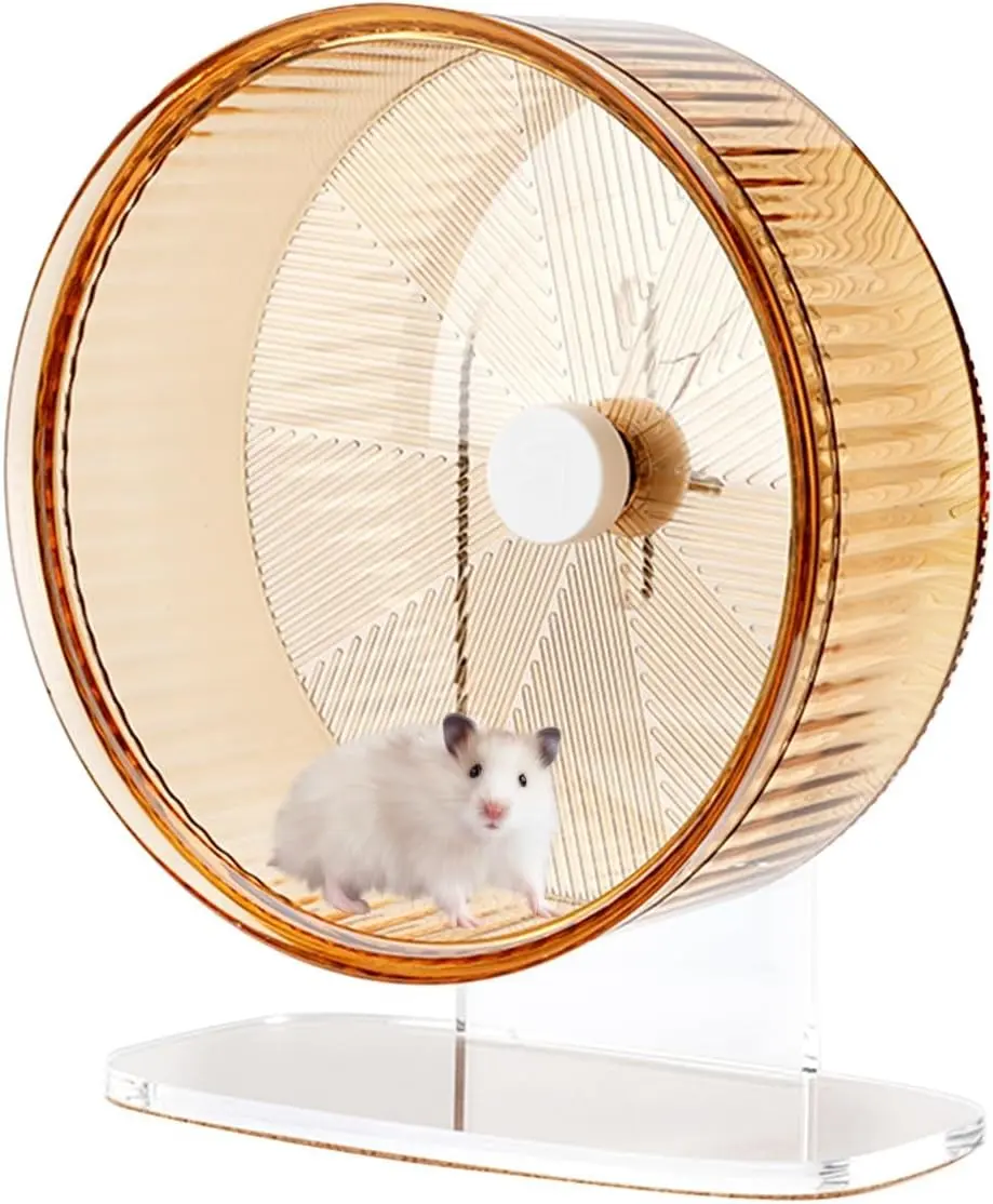 Silent Spin Exercise Running Wheel Toys with Adjustable Height Stand for Hamsters Gerbils Mice Other Small Animals 6.5inch Yellow