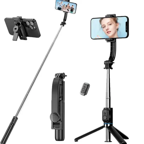 1060mm(H) Selfie Stick Phone Tripod, 360° Rotation Portable 40" Adjustable Phone Stand with Wireless Remote, for Photograph Live Streaming Video Recording, Phone Holder For All Phones, Holes Mount Adapter Action Cam Fits for Gopro Hero Insta360 Akaso