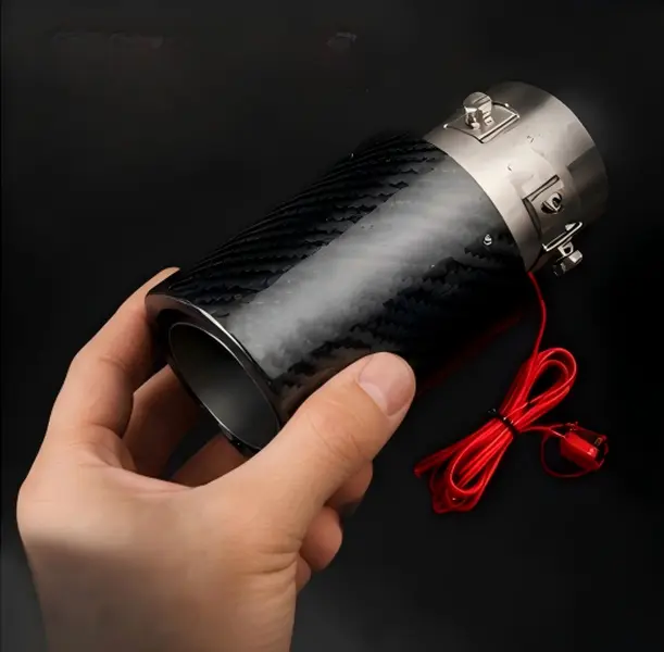 Carbon Fiber Exhaust Tip with Automotive LED Light - Easy-Install Motorcycle Exhaust Accessory, M4 Auto Parts Accessories