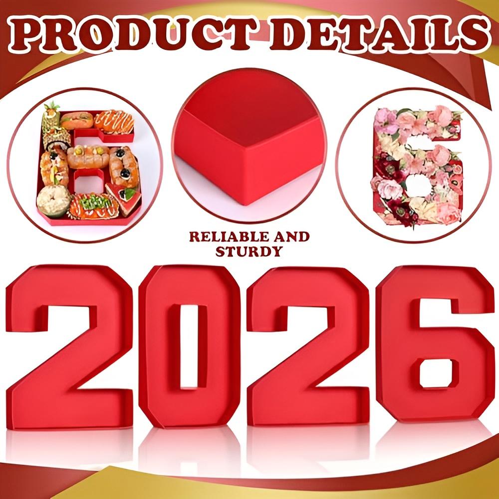 4 Pcs 2026 Graduation Fillable Number Trays 10" Cardboard Charcuterie, Dessert & Snack Serving Trays for Class of 2026 Party Supplies